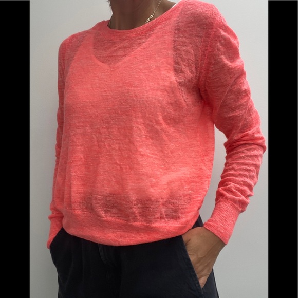 Coral linen/poly sweater - Picture 2 of 7